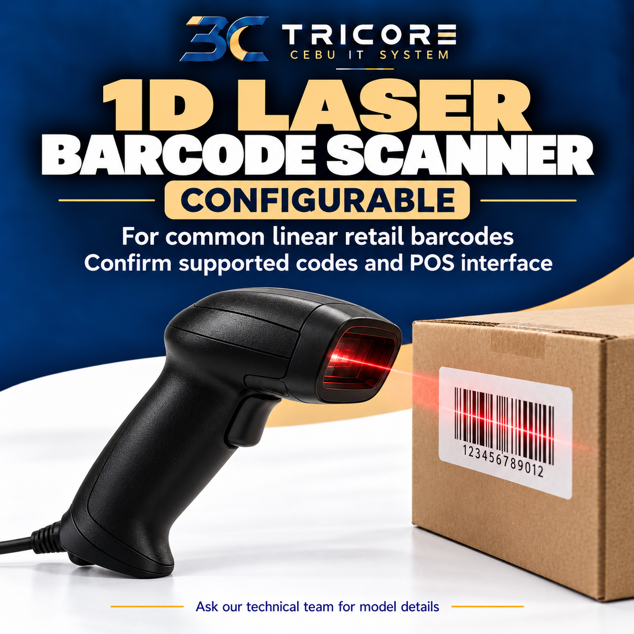 1D Laser Barcode Scanner - Configurable